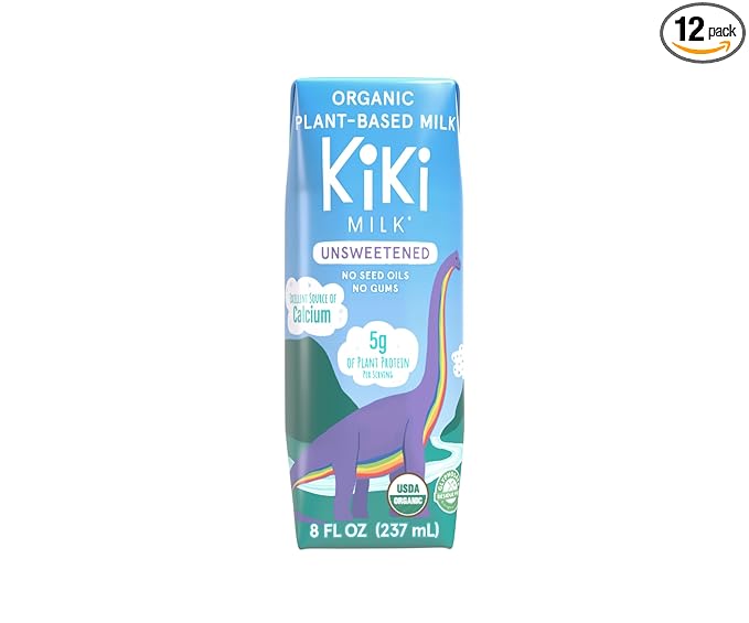 Kiki Milk Plant Based Milk - Organic Unsweetened Kiki Milk - Calcium & Magnesium Source - Gluten Free, Gum Free, GMO Free, Dairy Free, Soy Free, Glyphosate Free - Shelf Stable - (8 oz • Pack of 12)