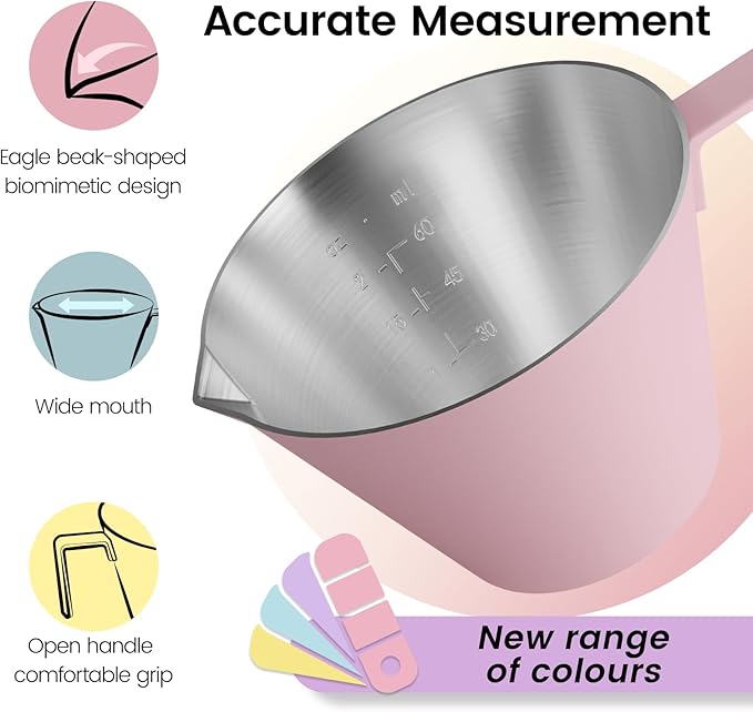 MHW-3BOMBER Espresso Measuring Cup with 3 oz Sauce Cup Espresso Shot Cup Stainless Steel Pouring Cup for Tomato Sauce|Steak Sauce|Desserts|Beverages| (Pink) G5739-OS
