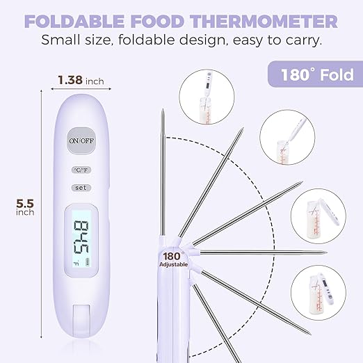 Meat Thermometer Digital - Instant Read Food Thermometer for Cooking Grilling Air Fryer Griddle Probe Kitchen Gadgets Essentials BBQ Grill Smoker Oil Fry Candy Turkey Instant Read Thermometer