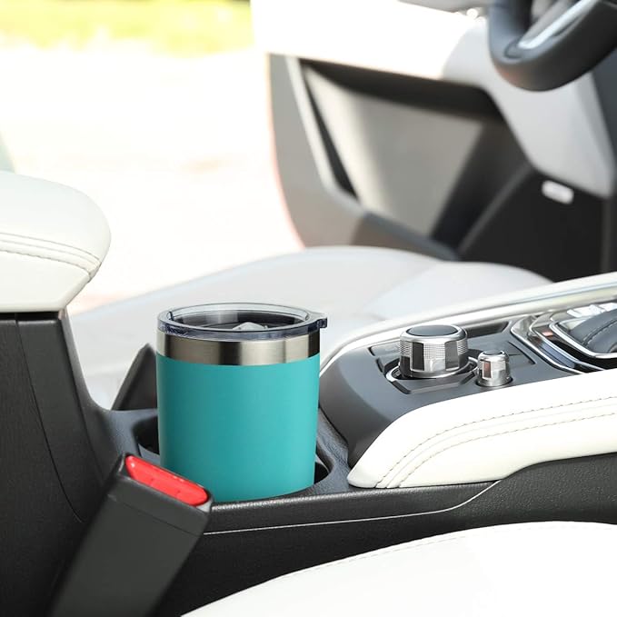 COMOOO 20oz Double Wall Vacuum Insulated Travel Mug Bulk Stainless Steel Tumbler with Lid and Straw Durable Powder Coated Insulated Coffee Cup for Cold & Hot Drinks (Light Blue, 12 pack