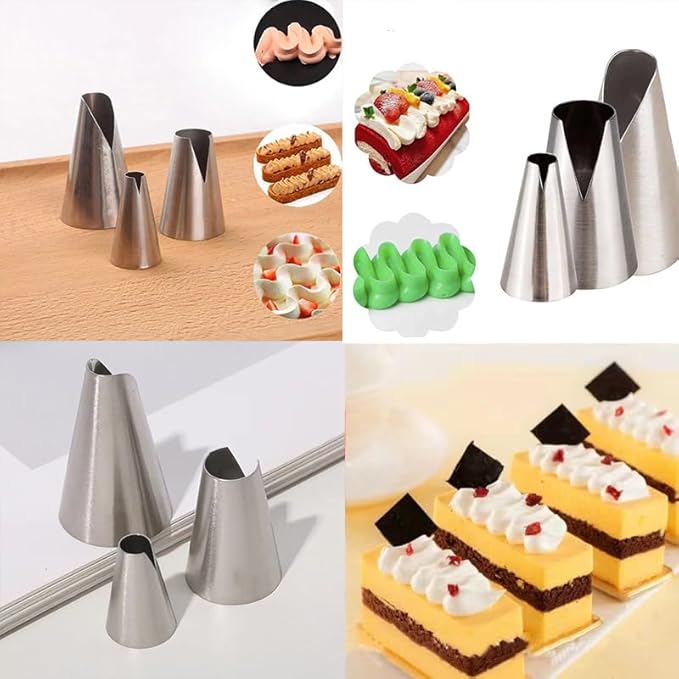 cake piping tips, Russian Piping Tips Set,V-shaped Wave Nozzles Piping Kit - DIY Icing Nozzle Tool for Cupcakes (V-shape)