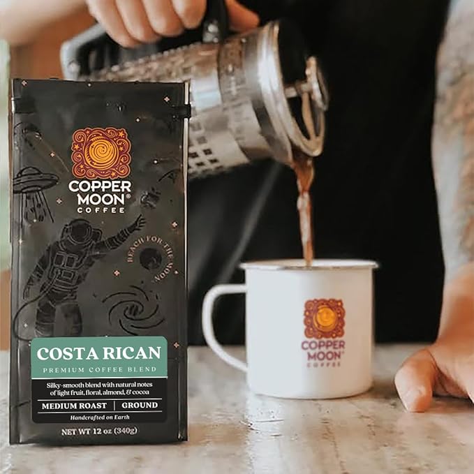 Copper Moon Ground Coffee Costa Rican Blend, 12 Ounce Bags (Pack of 3), 36 Ounces