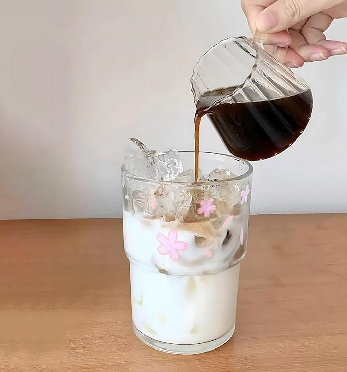 Iced Coffee Cup, 15Oz/450ml With Lids and Straws, Thick Wall Glass Mug for Tea Water, Cute Tumbler Gifts (Pink)