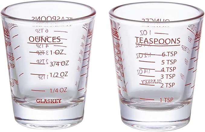 2 Pack Shot Glasses Measuring Cup,Espresso Shot Glass with 4 Kind of Scale (OZ/ML/TSP/TBSP),Dishwasher Safe,Perfect for Coffee,Cocktails and Kitchen Use (Red)