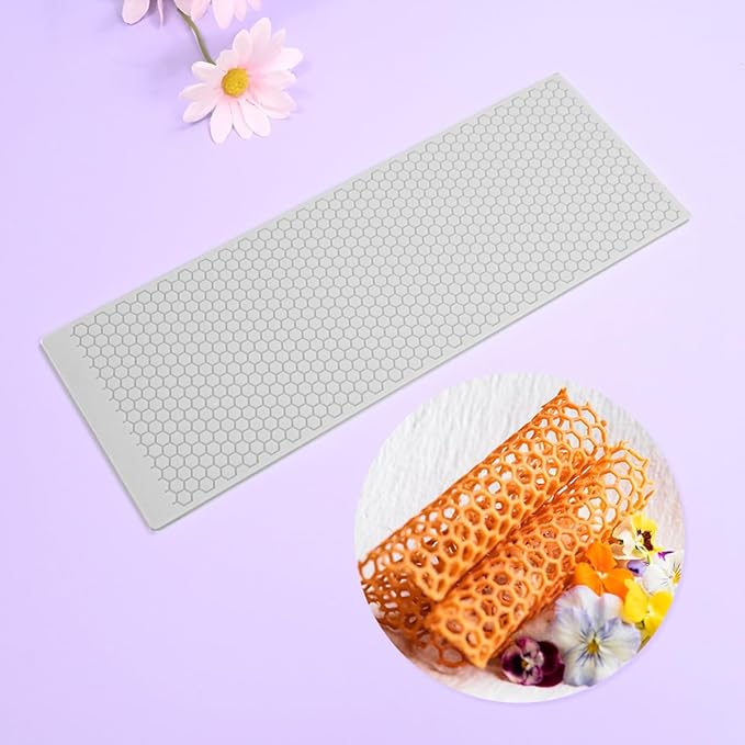 mostsom 3D Hollow Out Lace Mold Honey Shape Cake Mold Decorative Lace Mat Sugar Craft Silicone Pad Honeycomb Fondant Moulds Decorating Tools Baking (B_ Honeycomb)
