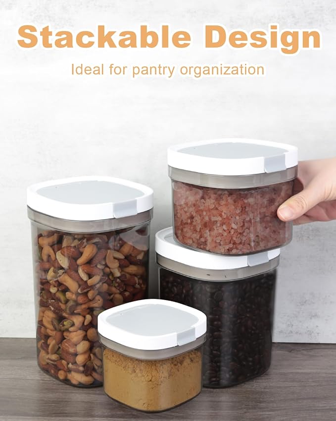 Airtight Food Storage Container with Scoop, 1.6 Qt Durable Plastic Pantry Kitchen Canister for Flour, Sugar, Coffee, Includes Scoop and Lid, BPA-Free, Stackable, Easy-Clean