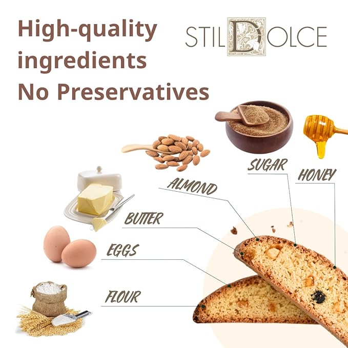 Italian Semi-Soft Almond Biscotti | Made in Tuscany, Italy | Stildolce Traditional Authentic Biscuits