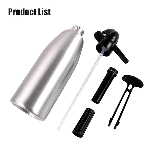 AstraLoom Soda Siphon,1L Portable Nostalgic Seltzer Water Maker Kit, Aluminum Sparkling Water Maker for Carbonated Drinks/Juices/Cocktails, Use 8 gram CO2 Cartridges (Not Included) (Silver)