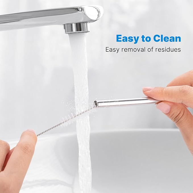 Repeatable Metal Straw with Silicone Tips for 30 oz Stanley Tumbler, 2 Pcs 30 oz Stainless Steel Straws Replacement for Stanley Tumbler, 1 Straw Brush, BPA Free（White）