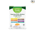 Amazon Fresh Espresso Dark, Medium & Light Roast Aluminum Capsules, Variety Pack, Compatible with Nespresso Original Brewers, 100 Count (10 Packs of 10)