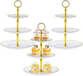RAUVOLFIA 3 Pack 3 Tier Cupcake Stand, Plastic Tiered Serving Stand, Dessert Tray for Tea Party, Baby Shower and Wedding (Clear)