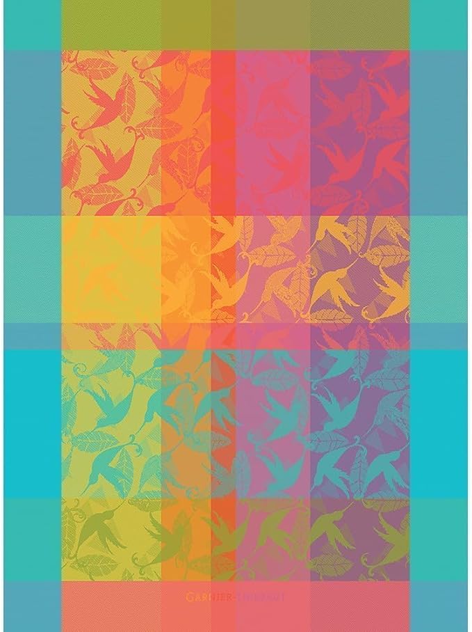 Garnier Thiebaut Mille Colibris Tor Antilles (One Thousand Hummingbirds) French Kitchen Towel 22"x30", Cotton, Jacquard