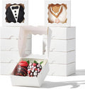 3.2x3.2x1.5 Inches 100PCS Chocolate Truffle Boxes Mini Bakery Boxes with Window for Cookies,Soap,Donut, Macaron,Brownie(White)