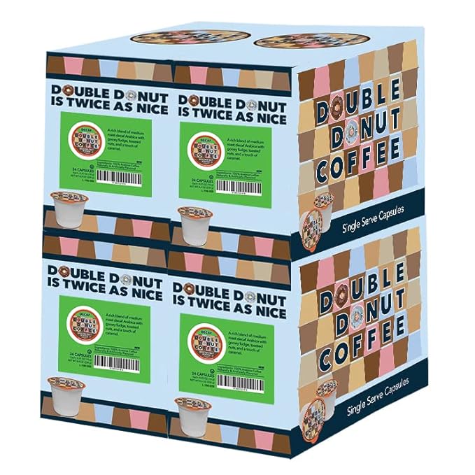 Mocha Nut Fudge Medium Roast Flavored Decaf Coffee Pods for Keurig K-Cup Makers from Double Donut, 96 Capsules