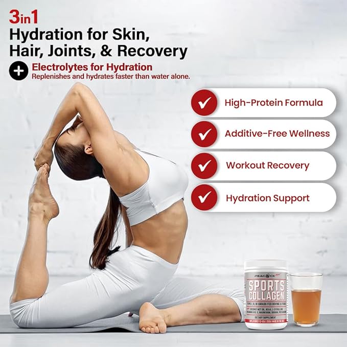Sports Collagen Powder, 12.42 oz, Pack of 12 - Grass Fed Bovine & Wild Fish Hydrolyzed Type I, II, III Multi Collagen Peptides, Unflavored Protein Powder with Electrolytes