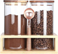 KKC HOME ACCENTS Coffee Beans Storage Canisters with Airtight Lids,Glass Storage Jars for Grinder Coffee,Loose Tea,Matcha,Nuts
