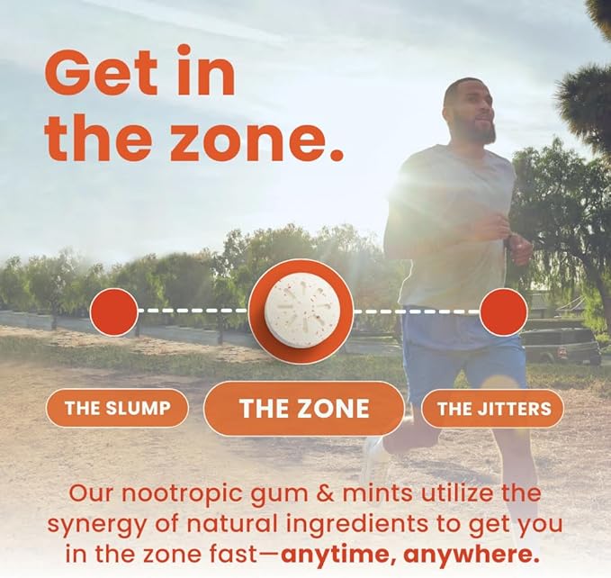 Neuro Energy & Focus Gum - 40mg Natural Caffeine Gum & Nootropic Energy Supplement with L-Theanine & B Vitamins - Sugar Free, Vegan - Cinnamon, 90ct
