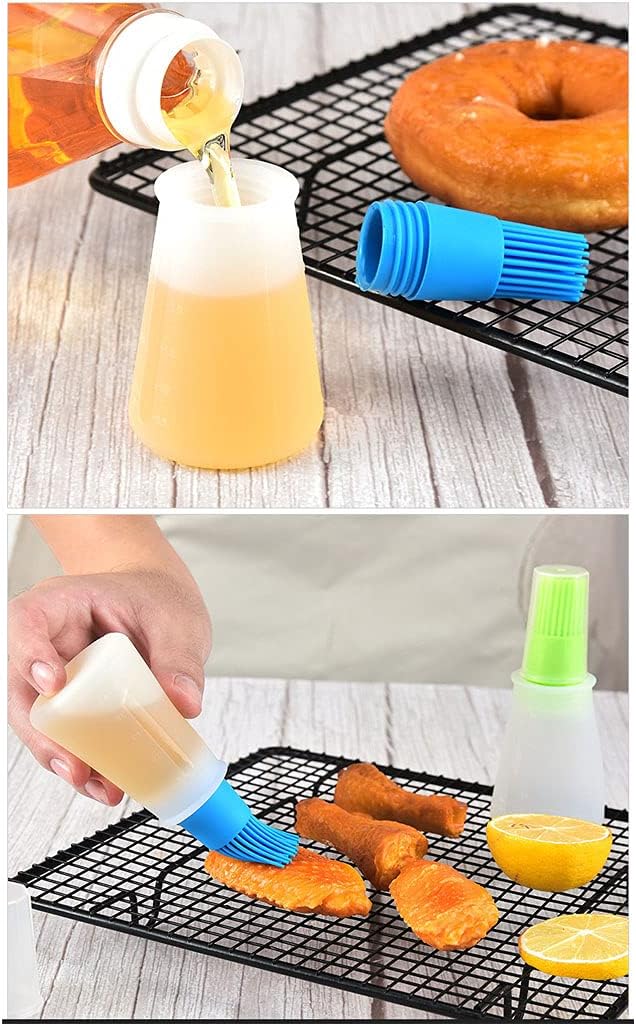 Silicone Oil bottle brush，BBQ/Pastry Basting Brushes,Silicone Cooking Grill Barbecue Baking Pastry Oil/Honey/Sauce Bottle Brush (4 PCS,blue)