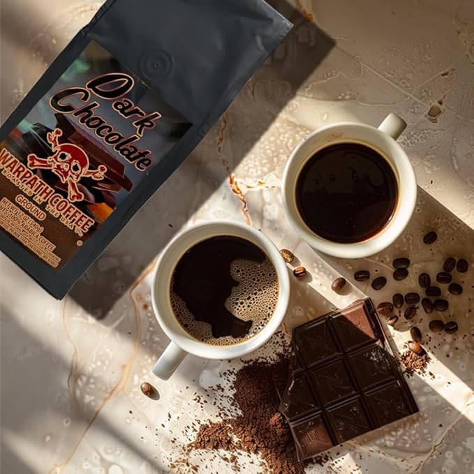 Warpath Coffee Light Roast Ground Coffee, Dark Chocolate Blend, High Caffeine, Extra Strong Roasted 100% Arabica Coffee Ground Beans, Rich Aroma, Full Bodied Intense Cup, Created by Navy SEALs, 12oz