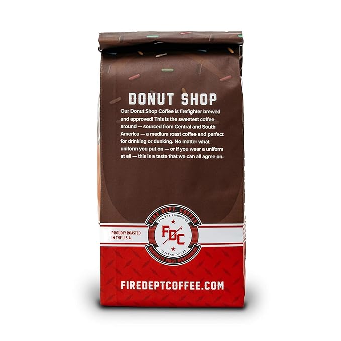 Fire Department Coffee - Gives Back to Firefighters - Donut Shop Coffee Beans - Sweet & Smooth - Medium Roast - Roasted in the USA - Veteran Owned (12 oz, Pack of 2)