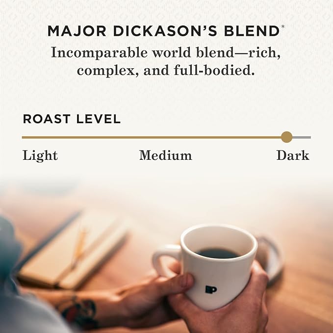 Peet's Coffee, Dark Roast K-Cup Pods for Keurig Brewers - Major Dickason's Blend 60 Count (6 Boxes of 10 K-Cup Pods) (Pack of 2)