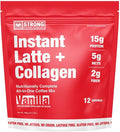 STRONG COFFEE COMPANY Instant Vanilla Latte – 15g Protein Coffee with Collagen, MCT Powder, L-Theanine & Adaptogens, Nootropic Energy, No Crash, No Jitters (12 Servings)