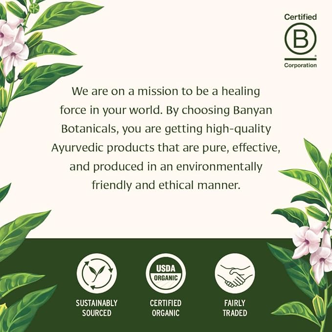 Banyan Botanicals Masala Chai – Organic Tea with Assam Black Tea, L-Theanine & Adaptogenic Herbs – Vegan, Loose Leaf, Fair Trade – 3 oz, 42 Servings