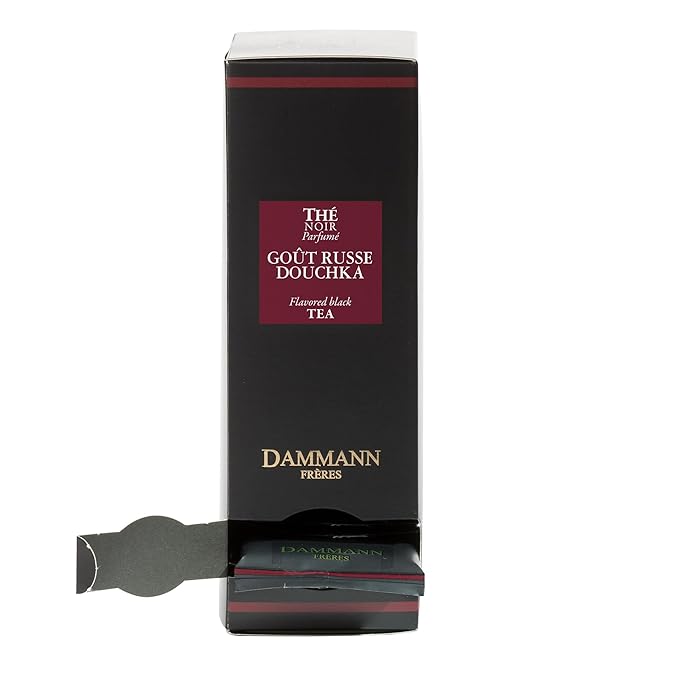 Dammann Freres Satchets, Goût Russe Douchka Tea Bags, Premium Gourmet French Black Tea, Blend Bergamot, Lemon, Orange Flavors, Individually Wrapped, 24 Count (Single Pack)