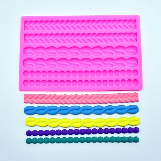 3D Pearl Knit Rope Silicone Mold Fondant Mould Cake Border Decorating Molds Gumpaste Kitchen DIY Baking Decorating Cake Tools Hot