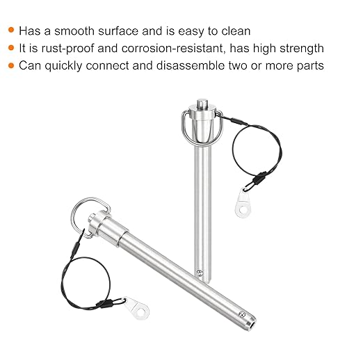 uxcell 2 Pcs Quick Release Pin, 1/2" x 4" (Dia. x L) Push-Button Ball Locking Pin, 304 Stainless Steel, Silver
