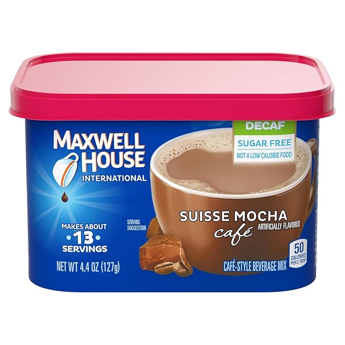 Maxwell House Vanilla Caramel Latte Mix, 8.7 oz + Suisse Mocha Decaf Instant Coffee, 4.4 oz, (Variety Pack)