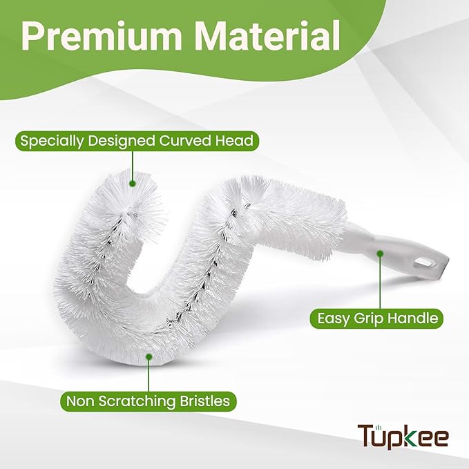 Tupkee Coffee Pot Cleaning Brush – Non Scratching, Long Lasting Bristles, Curved Coffee Decanter Cleaning Brush - Great for Offices and Restaurants