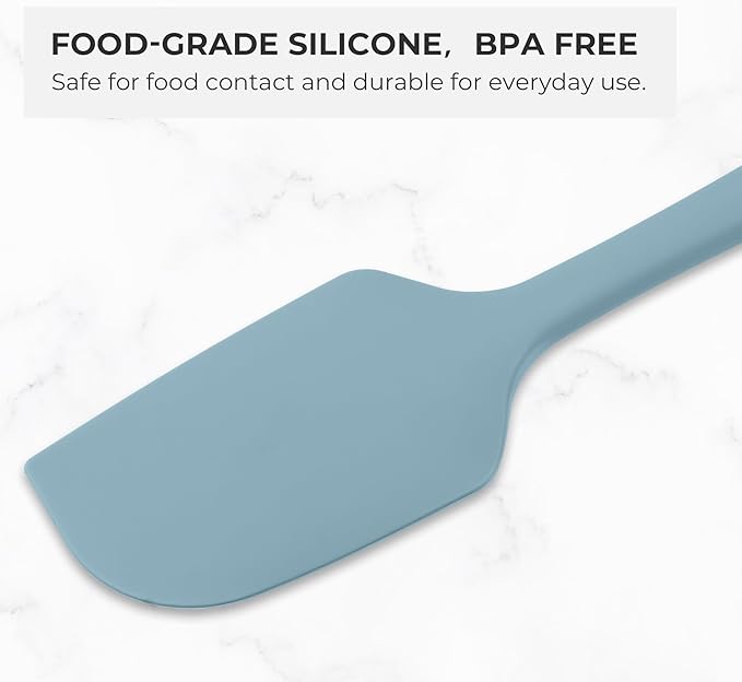 Elihome Classic Silicone Spoonula - Non-Stick Heat Resistant Silicone Scraper Spatula for Mixing, Serving, Scraping, Stirring, and More - 11 Inch, Slate Teal Grey