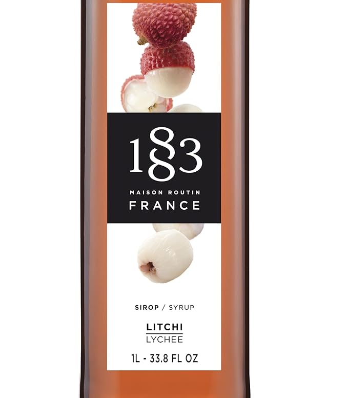 1883 Lychee Syrup for Drinks, Made in France, 1 Liter Glass Bottle