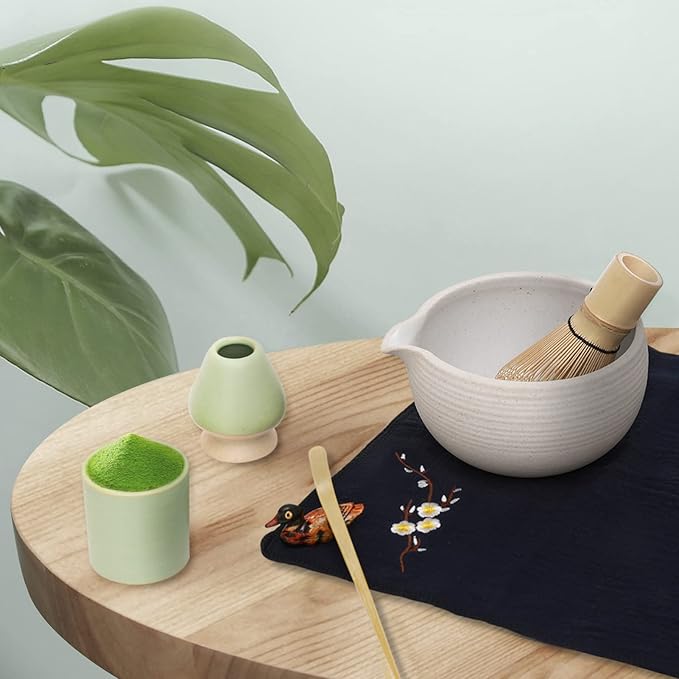 Artcome Matcha Ceremony Kit for Japanese Tea Ceremony, Bowl with Pouring Spout, Whisk, Tea Scoop, Matcha Powder Strainer, Matcha Tea Set For Making Usucha, Koicha and Matcha Latte (Grey)