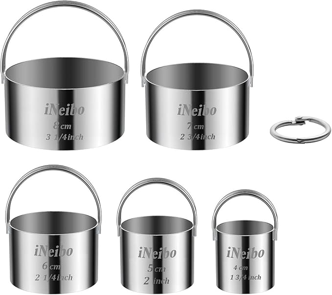 iNeibo Biscuit Cutter Set, Cookie Cutter, Round Shape Circle Scone Cutters, Pastry Dough Baking Cutter, Shapes Pastry Cutter for Dumpling Skin Cutters, Dough, Pastry, Donut, Fondant, DIY, Cake Décor