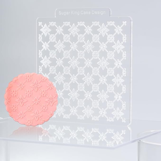 KALAIEN 3 Pack Cookie Embosser Set, Fondant Impression Mats Acrylic Embosser for Fondant Stamps, Texture Sheets for Polymer Clay, Chocolate, Cupcake Topper, Fondant Molds-Style 3