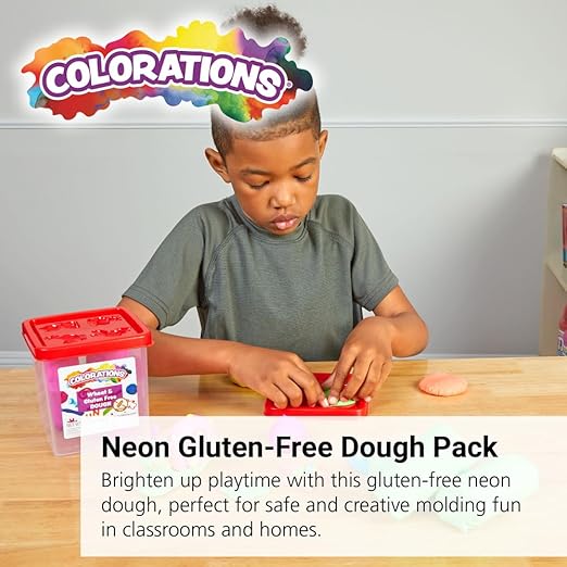 Colorations Wheat & Gluten Free Neon Dough Classroom Pack - 6 Colors | Non-Toxic, Play Dough, Bulk Set, Sensory Kit, Party Favors, Teacher Must Haves