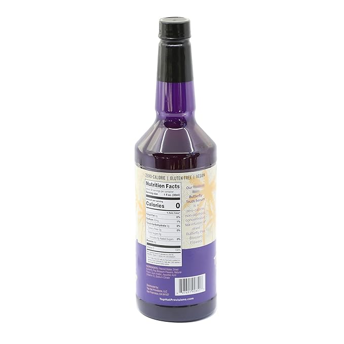Top Hat Butterfly Truth Serum - Butterfly Pea Floral Extract - Blue Flower Tea Tincture - Blue Bitters - Unsweetened - Non-Alcoholic - Make Drinks Blue and Indigo Purple - 32oz Bottle