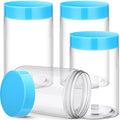Patelai 4 Pieces Round Wide-mouth Leak Proof Plastic Container Jars with Lids for Travel Storage Makeup Beauty Products Face Creams Oils Salves Ointments DIY Making(12 Ounce,Blue)