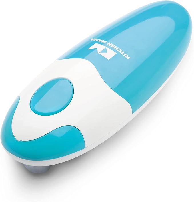 Kitchen Mama Auto Electric Can Opener: Safe, Easy with One Touch, Smooth Edge, Battery Operated, Cordless, Automatic Can Opener for Seniors with Arthritis, Hand Free Appliances, YES YOU CAN (Sky Blue)