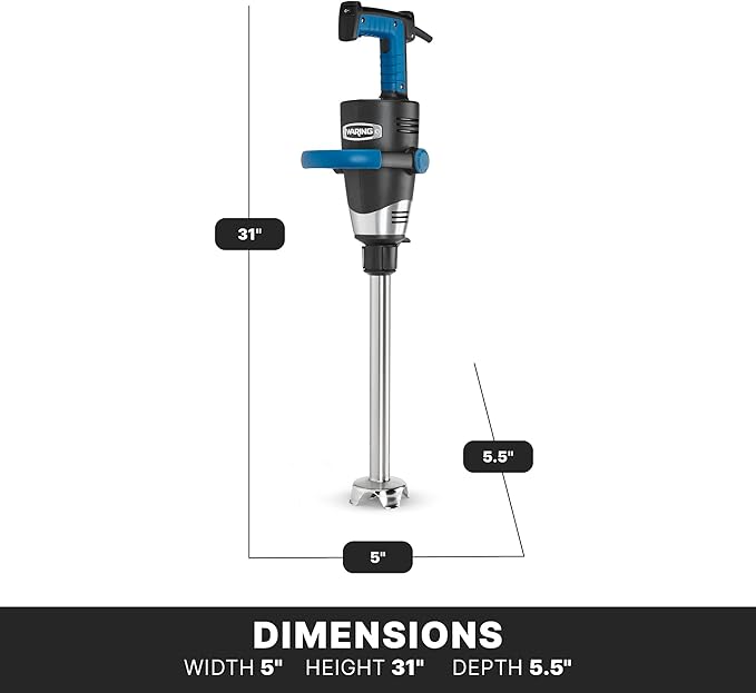 Waring EVOX 16" Big Stik Immersion Blender, 1.5 HP Variable Speed, 25-Gallon Capacity, for Sauces, Dressings, Marinades & Soups, WSB600X