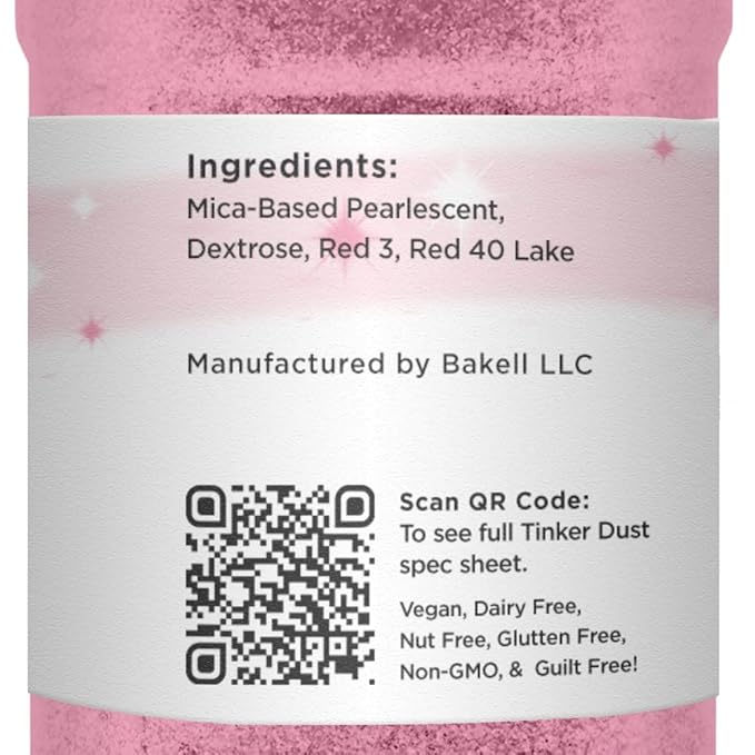 BAKELL Deep Pink Edible Glitter, 45 Grams | TINKER DUST Edible Glitter | KOSHER Certified | 100% Edible Glitter | Cakes, Cupcakes, Cake Pops, Drinks, Dessert Vegan Glitter & Dusts (45g Shaker, Deep Pink)