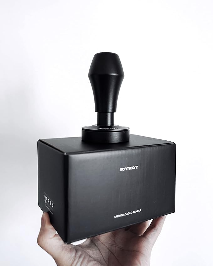 Normcore V4 Coffee Tamper 53.3mm - Spring-loaded Tamper – Barista Espresso Tamper with 15lb / 25lb / 30lbs Replacement Springs - Anodized Aluminum Handle and Stand - Flat Base