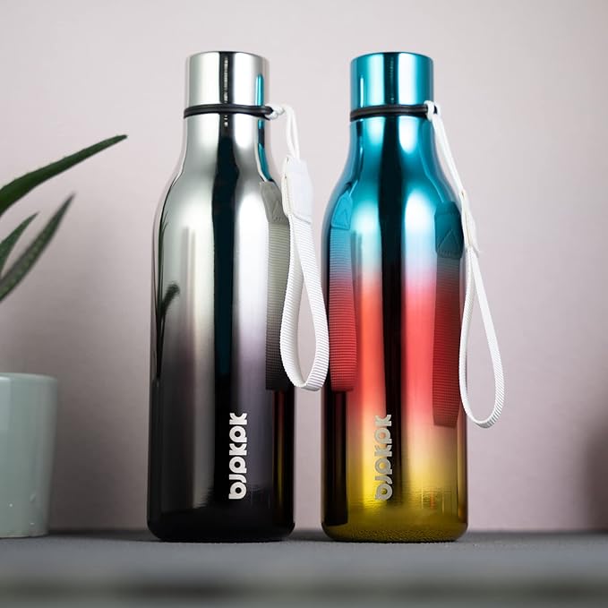 BJPKPK Insulated Water Bottles, 18 oz Stainless Steel Metal Water Bottle with Strap, BPA Free Leak Proof Thermos, Mugs, Flasks, Reusable Water Bottle for Sports & Travel, Wonderland