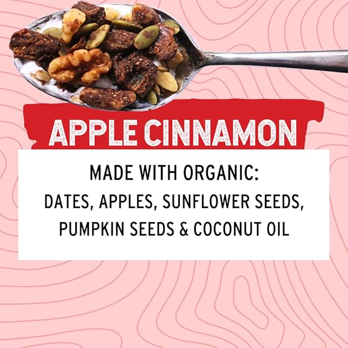 Wildway Keto Granola | Apple Cinnamon | Grain-Free, Certified Gluten-Free Cereal | Vegan, Low Carb | No Sugar Added | Paleo-Friendly | Non-GMO Fruit & Nut Clusters | Nutrient-Rich Snack | 8 oz, 3 Pack