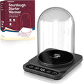 Sourdough Starter Warmer Kit Gift Set – Precise 1°F Warmer with Glass Dome, Auto On/Off, 12H Timer, Consistent 70–100°F Heat for Perfect Fermentation, Ideal Gift for Home Bakers Giftset-BLK