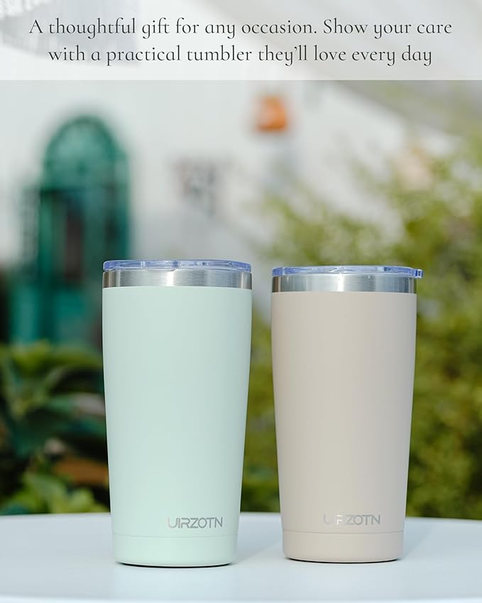 Travel Coffee Tumbler 20oz, Leakproof Travel Coffee Mug with Lid and Straw, Stainless Steel Double Wall Vacuum Insulated Tumbler for Hot/Iced Drinks (Textured Matte, Mint Green)