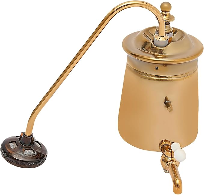 Belgian Luxury Royal Family Balance Syphon Coffee Maker Belgium Siphon Brewer Elegant Design Retro-Style Gravity Vintage Coffee Maker Vacuum Brewing System Copper (Gold)