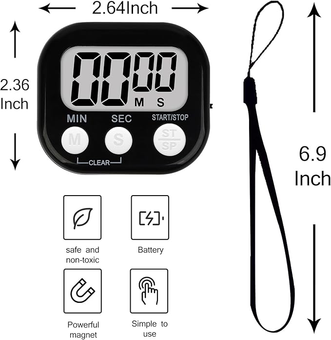 ZILLEEN Classroom Timer for Kids Teachers Digital Timers, Black White 6 Pack
